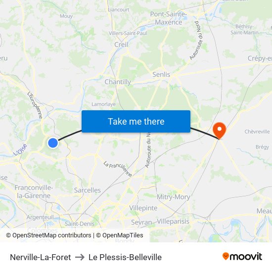 Nerville-La-Foret to Le Plessis-Belleville map
