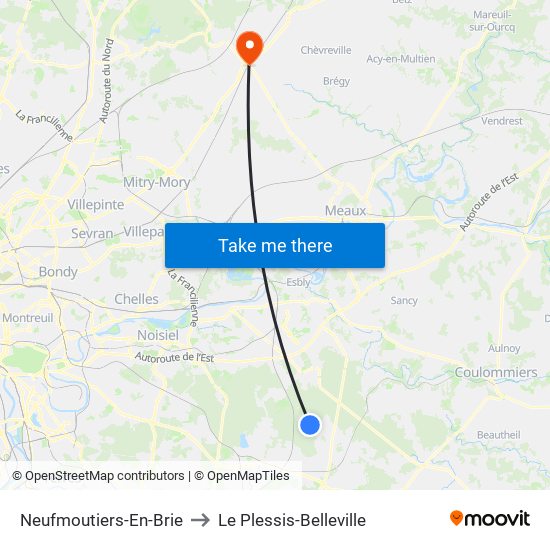 Neufmoutiers-En-Brie to Le Plessis-Belleville map