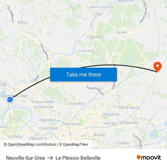 Neuville-Sur-Oise to Le Plessis-Belleville map