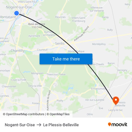 Nogent-Sur-Oise to Le Plessis-Belleville map