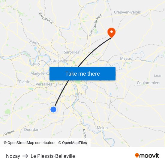 Nozay to Le Plessis-Belleville map