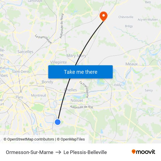 Ormesson-Sur-Marne to Le Plessis-Belleville map