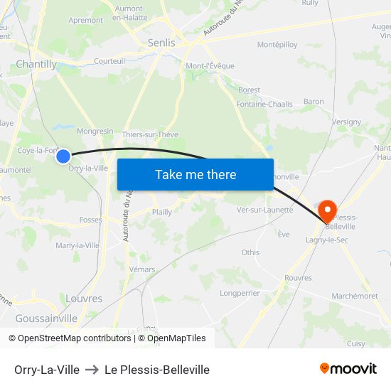 Orry-La-Ville to Le Plessis-Belleville map