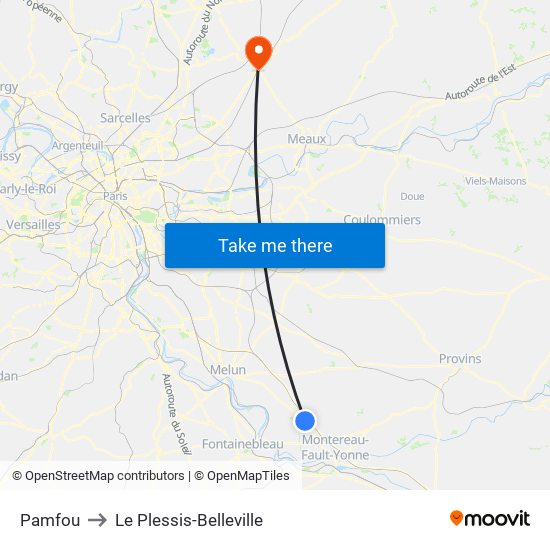 Pamfou to Le Plessis-Belleville map