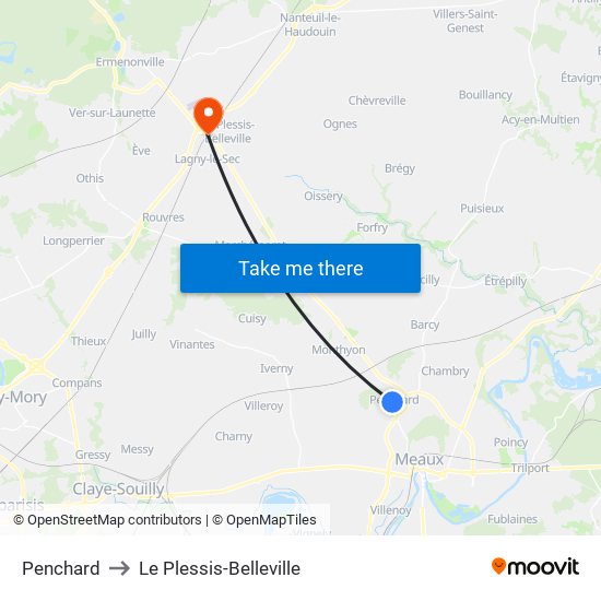 Penchard to Le Plessis-Belleville map