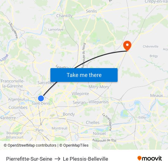 Pierrefitte-Sur-Seine to Le Plessis-Belleville map