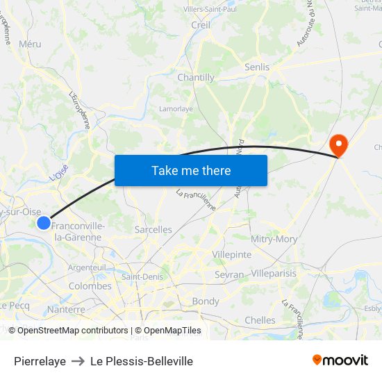 Pierrelaye to Le Plessis-Belleville map