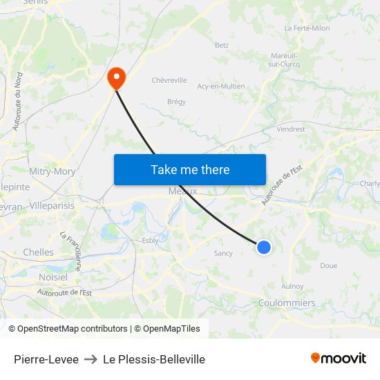 Pierre-Levee to Le Plessis-Belleville map