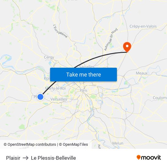 Plaisir to Le Plessis-Belleville map