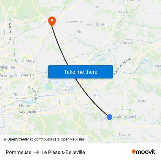 Pommeuse to Le Plessis-Belleville map