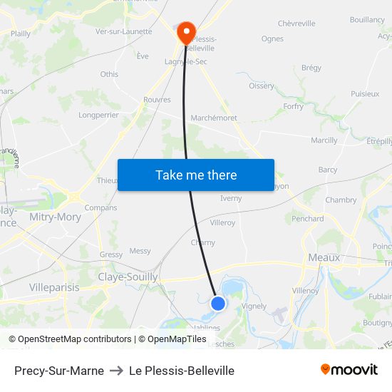 Precy-Sur-Marne to Le Plessis-Belleville map