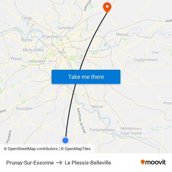 Prunay-Sur-Essonne to Le Plessis-Belleville map