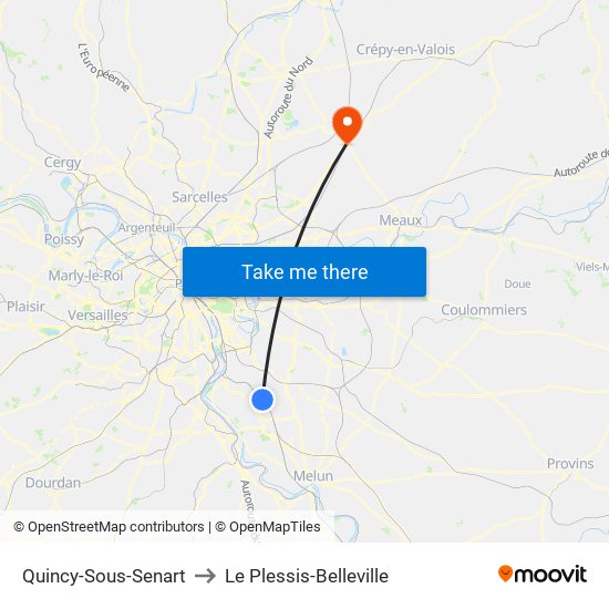 Quincy-Sous-Senart to Le Plessis-Belleville map