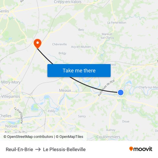 Reuil-En-Brie to Le Plessis-Belleville map