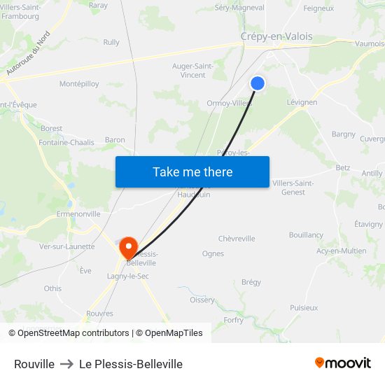 Rouville to Le Plessis-Belleville map