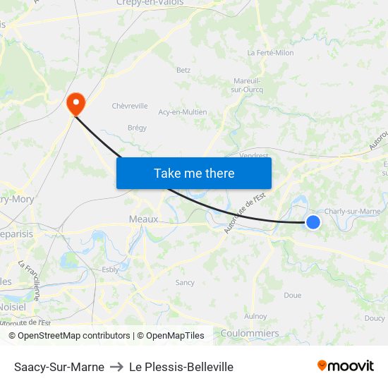 Saacy-Sur-Marne to Le Plessis-Belleville map