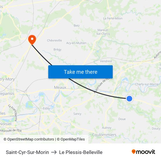 Saint-Cyr-Sur-Morin to Le Plessis-Belleville map