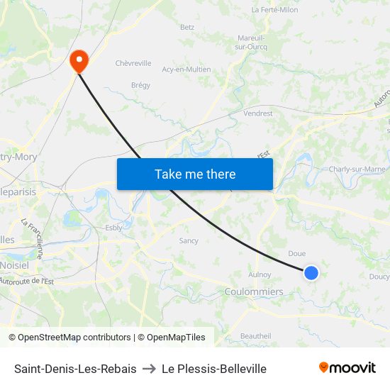 Saint-Denis-Les-Rebais to Le Plessis-Belleville map
