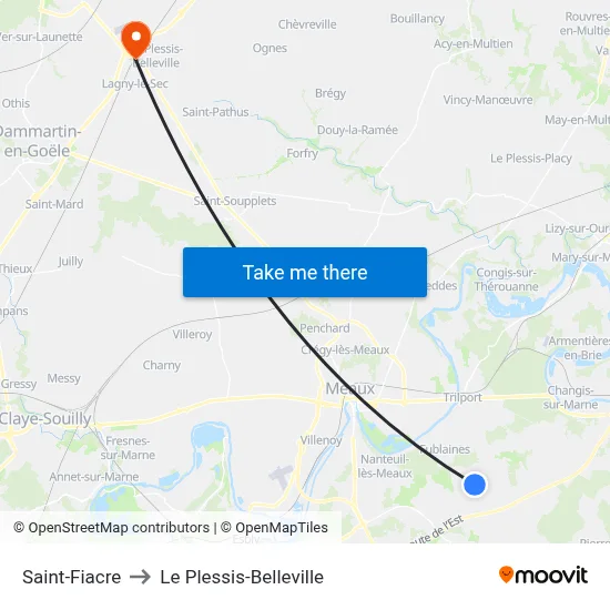 Saint-Fiacre to Le Plessis-Belleville map