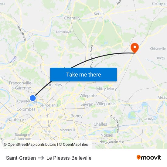 Saint-Gratien to Le Plessis-Belleville map