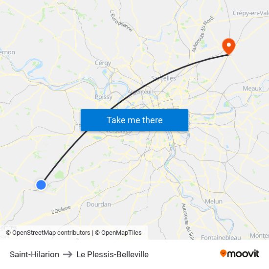 Saint-Hilarion to Le Plessis-Belleville map