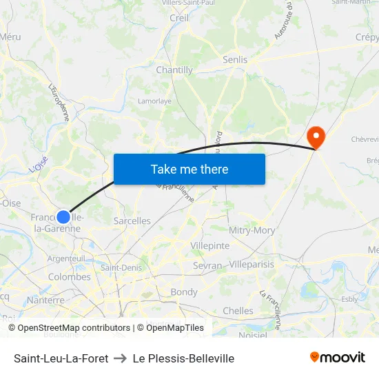 Saint-Leu-La-Foret to Le Plessis-Belleville map