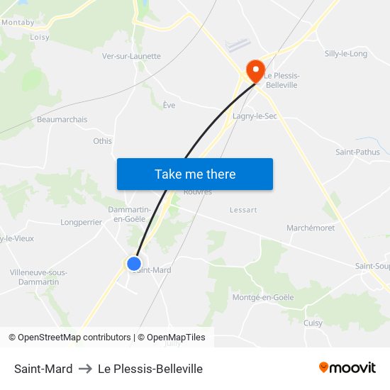 Saint-Mard to Le Plessis-Belleville map