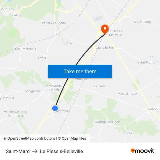 Saint-Mard to Le Plessis-Belleville map