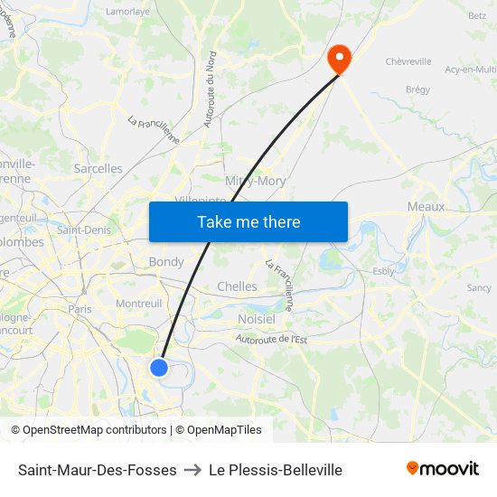 Saint-Maur-Des-Fosses to Le Plessis-Belleville map