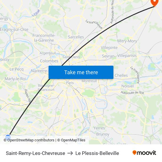 Saint-Remy-Les-Chevreuse to Le Plessis-Belleville map