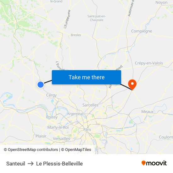 Santeuil to Le Plessis-Belleville map