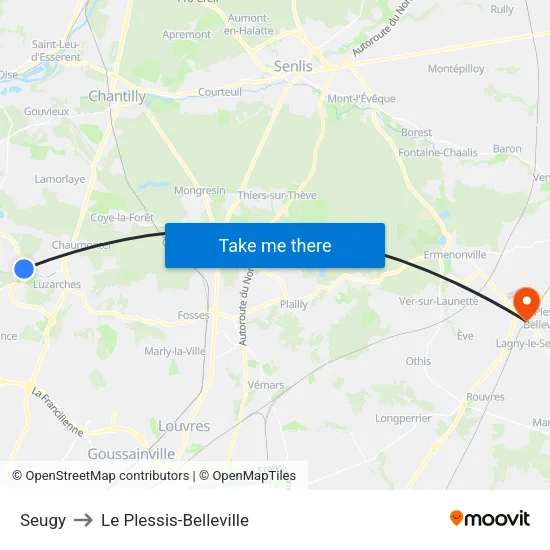 Seugy to Le Plessis-Belleville map