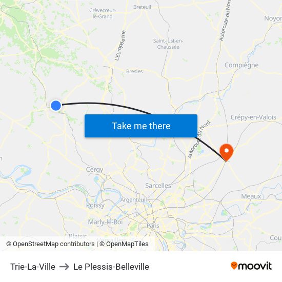 Trie-La-Ville to Le Plessis-Belleville map