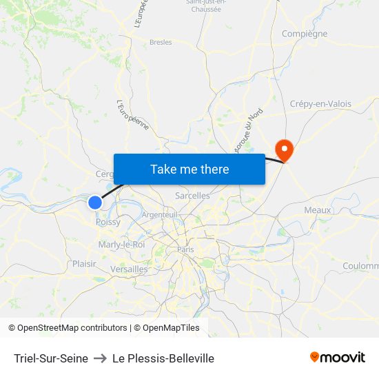 Triel-Sur-Seine to Le Plessis-Belleville map