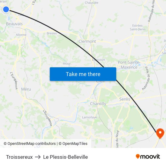 Troissereux to Le Plessis-Belleville map