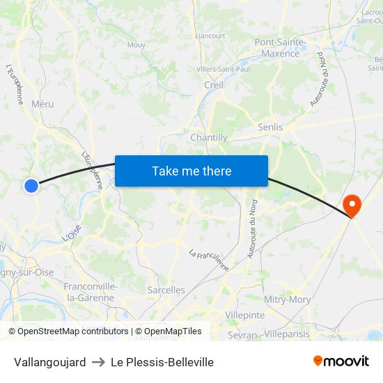 Vallangoujard to Le Plessis-Belleville map