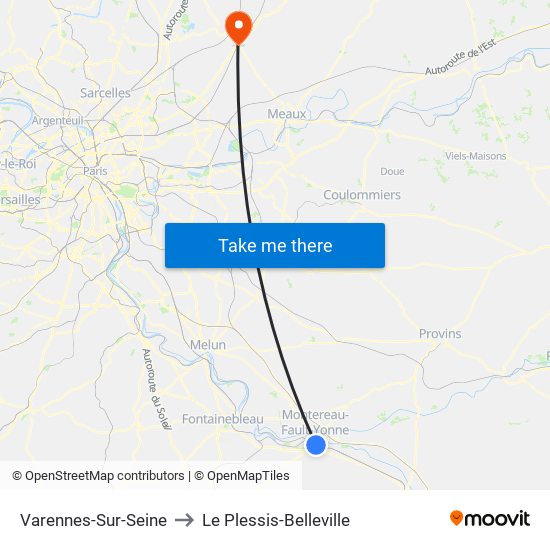 Varennes-Sur-Seine to Le Plessis-Belleville map