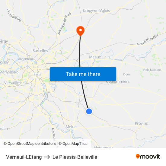 Verneuil-L'Etang to Le Plessis-Belleville map