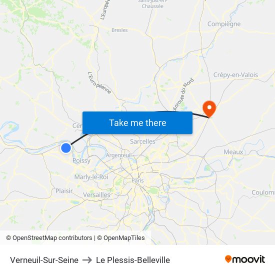 Verneuil-Sur-Seine to Le Plessis-Belleville map