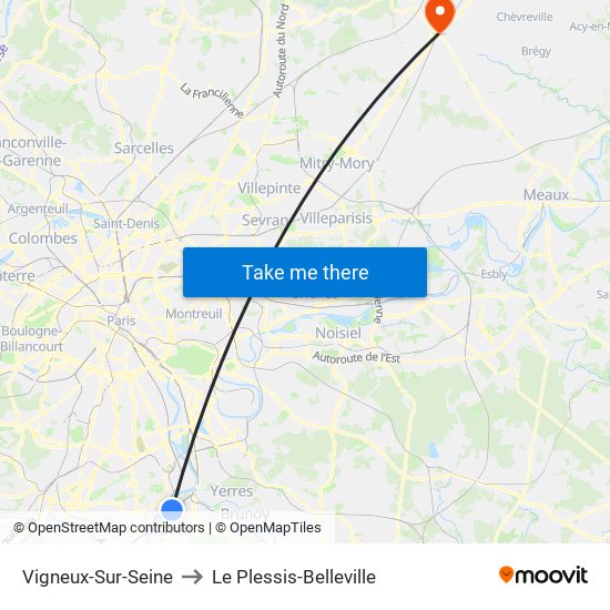 Vigneux-Sur-Seine to Le Plessis-Belleville map