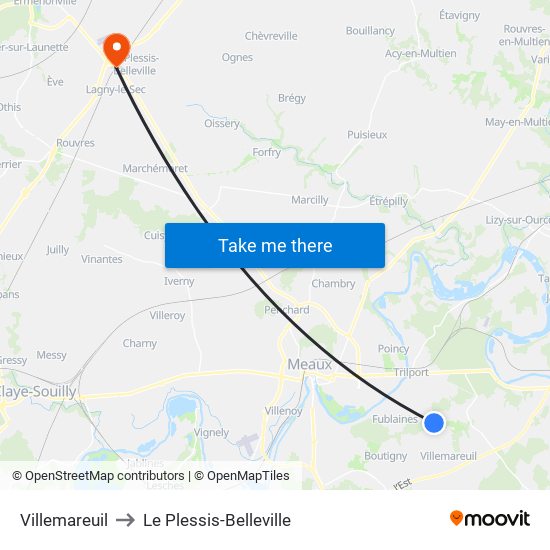 Villemareuil to Le Plessis-Belleville map