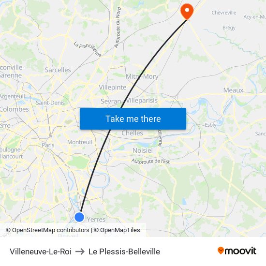 Villeneuve-Le-Roi to Le Plessis-Belleville map