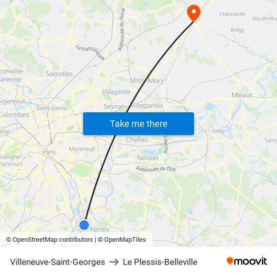 Villeneuve-Saint-Georges to Le Plessis-Belleville map