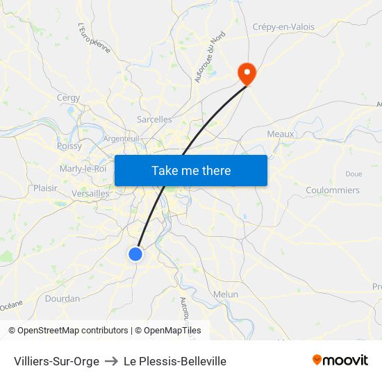 Villiers-Sur-Orge to Le Plessis-Belleville map