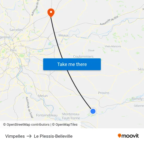 Vimpelles to Le Plessis-Belleville map