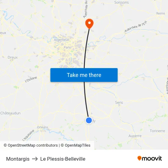 Montargis to Le Plessis-Belleville map