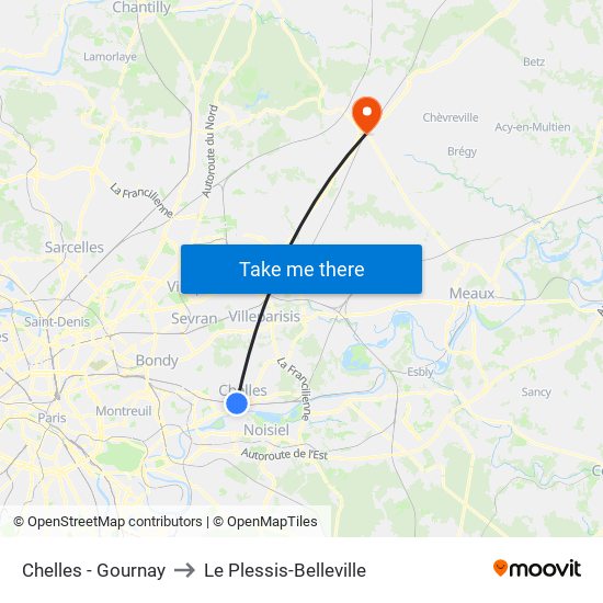 Chelles - Gournay to Le Plessis-Belleville map