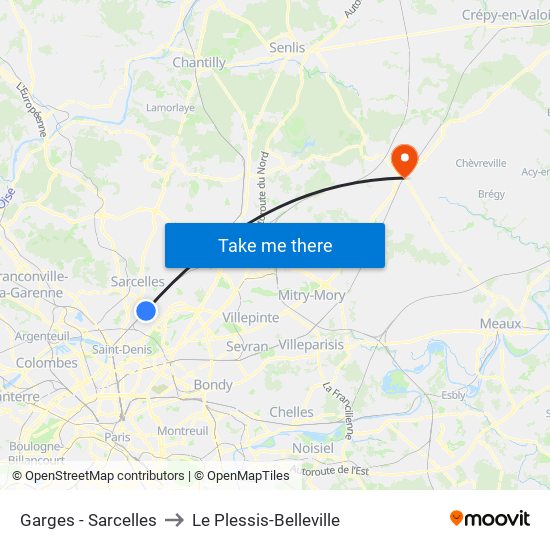 Garges - Sarcelles to Le Plessis-Belleville map