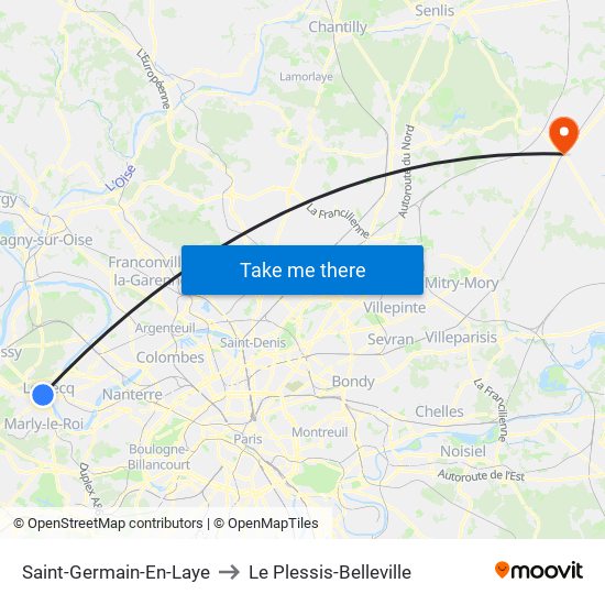 Saint-Germain-En-Laye to Le Plessis-Belleville map