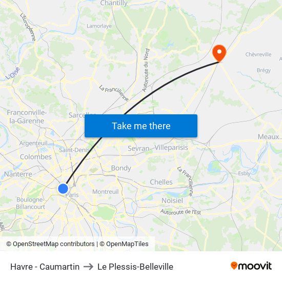 Havre - Caumartin to Le Plessis-Belleville map
